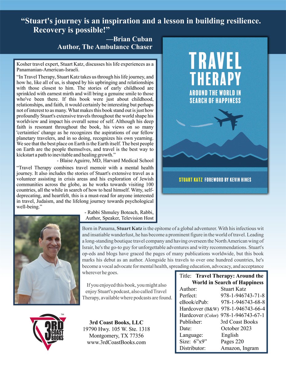 Pre-order Travel Therapy today:
Amazon: amzn.to/3ZexXA5
Barnes and Noble: bit.ly/4880M5j

Foreword by suicide survivor Kevin Hines
Watch the launch live on October 11 - facebook.com/events/2912073…

#WorldMentalHealthDay #NewRelease #booklovers #writerslift #mustread