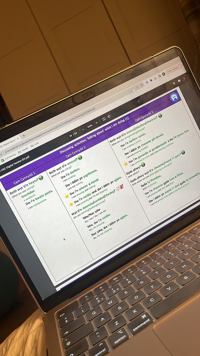miss_power_'s tweet photo. Spending the evening familiarising myself with the new Continuum of Welsh Language Patterns - the simplicity makes it so easy to understand and I cannot wait to use it to help plan my Welsh sessions! @CSCJES @CSC_langlitcomm https://t.co/y5HbtuKakP