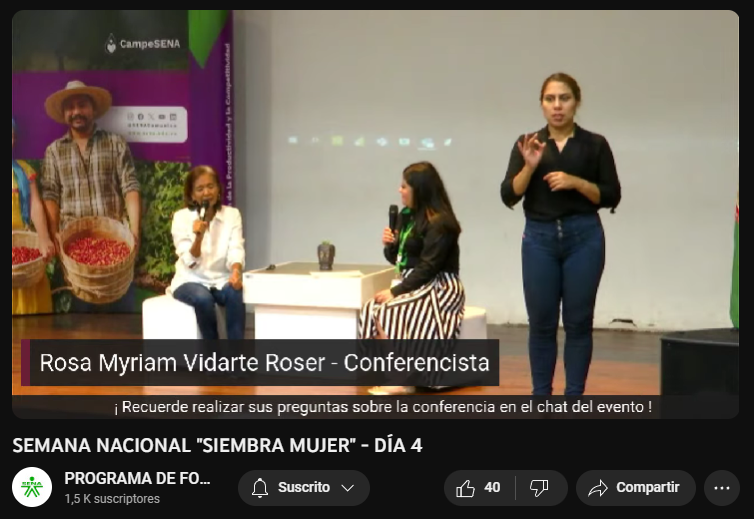 ConacedSena's tweet photo. #EnVivo Rosa Vidarte con su conferencia “Mujer del campo”  En la #SemanaNacionalPFCE.
#SENAConLasEmpresas  #MujerCampesina #SiembraMujer #PereiraCiudadSinPuertas https://t.co/rewMXMG9qN