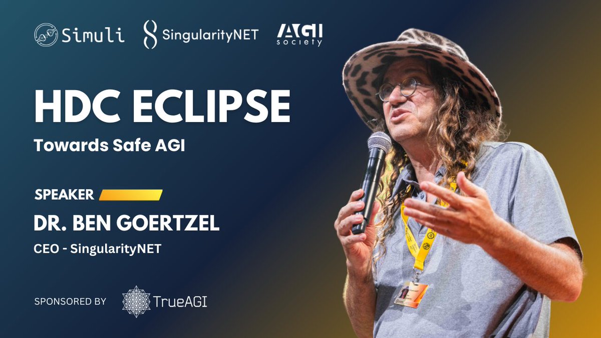 SingularityNET (@singularitynet) on Twitter photo We are thrilled to announce that CEO Dr. <a href="/bengoertzel/">Ben Goertzel</a> will speak at the HDC Eclipse Conference co-organized by SingularityNET, <a href="/SimuliInc/">Simuli</a>, and <a href="/AGI_Society/">The Artificial General Intelligence Society</a> on Tuesday, October 17th at 1:00 PM PDT.
Learn more and register here: eventbrite.com/e/hdc-eclipse-… We are thrilled to announce that CEO Dr. <a href="/bengoertzel/">Ben Goertzel</a> will speak at the HDC Eclipse Conference co-organized by SingularityNET, <a href="/SimuliInc/">Simuli</a>, and <a href="/AGI_Society/">The Artificial General Intelligence Society</a> on Tuesday, October 17th at 1:00 PM PDT.
Learn more and register here: eventbrite.com/e/hdc-eclipse-…