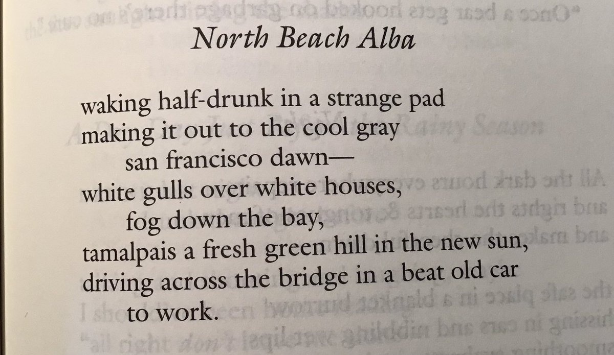 #ThursdayPoem #GarySnyder
“North Beach Alba” from THE BACK COUNTRY