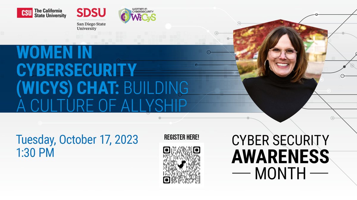 wicyssandiego's tweet photo. ๐ข ๐๐ฉ๐๐ก๐ง ๐๐๐๐ฅ๐ง ๐ข #WiCySSD and San Diego State University are teaming up to bring an insightful chat with @lynn_dohm on 10/17. ๐ฅ๐๐๐๐ฆ๐ง๐๐ฅ ๐๐๐ฅE: https://t.co/GpviUmVh8T @WiCySorg @wicyssandiego #CybersecurityAwarenessMonth https://t.co/9m43BqGVME