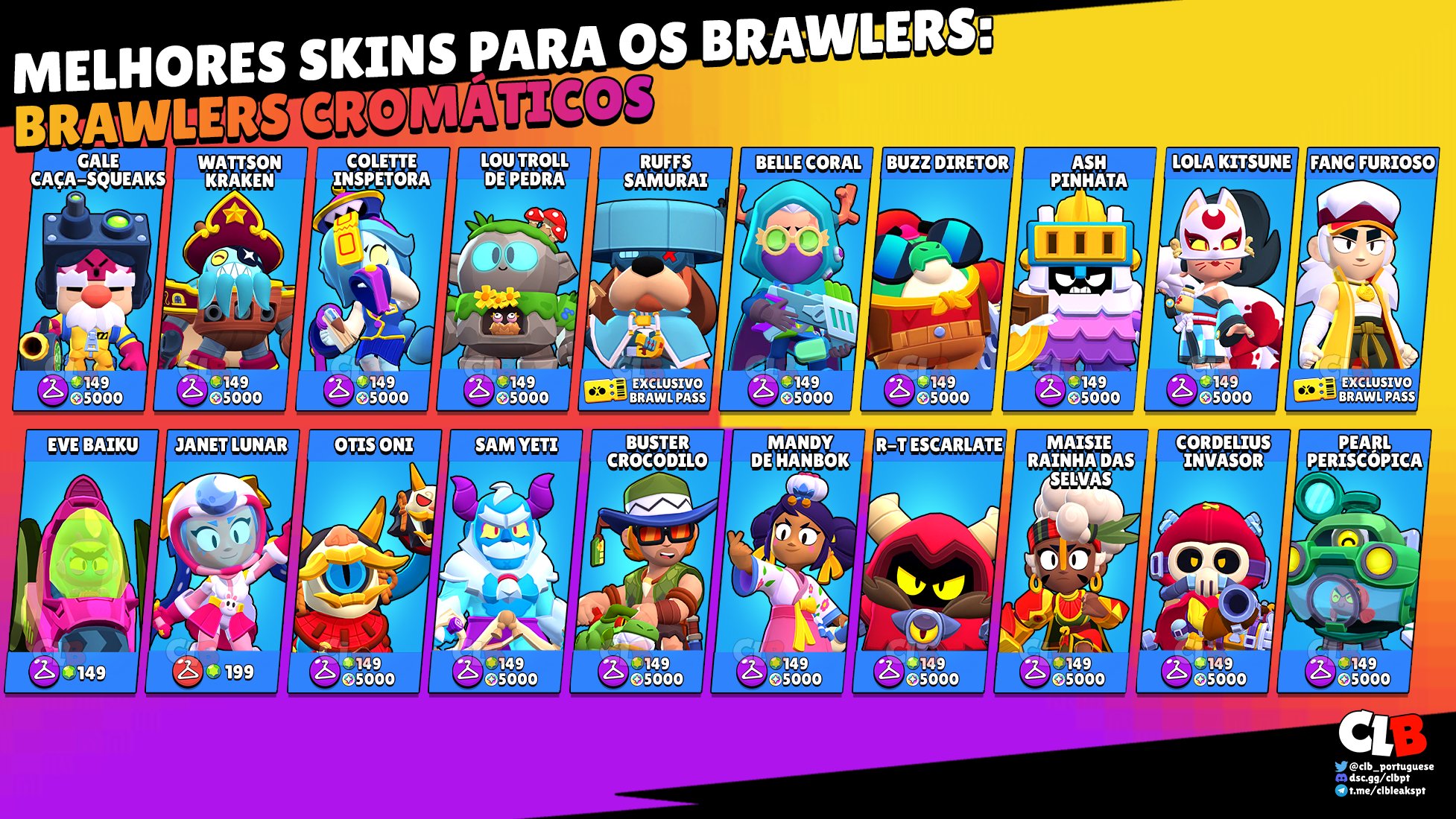 CLB Português on X: Todas as NOVAS skins nesta atualização! 🔥 Qual é a  sua skin favorita? 👇 #BrawlStars #EnchantedWoods   / X