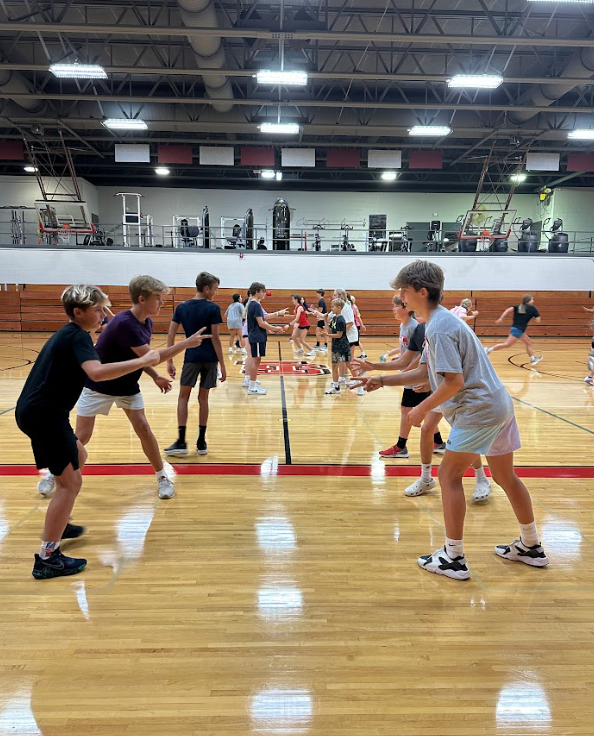 Making sure kiddos move... A new take on rock/paper/scissors in our middle grade PE class. <a href="/slps_lakers/">Spring Lake Public Schools</a>