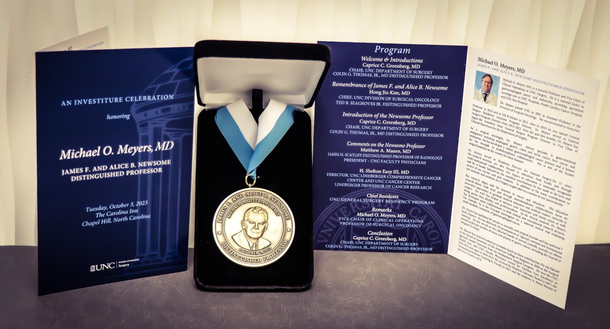 A special congratulations on the Investiture of Michael O. Meyers, MD, James F. and Alice B. Newsome Distinguished Professor. Dr. Meyers is the Department of Surgery Associate Chair for Clinical Operations and Professor of Surgical Oncology.
<a href="/UNC_SOM/">UNC School of Medicine</a> | <a href="/UNCHealthFdn/">UNC Health Foundation</a>