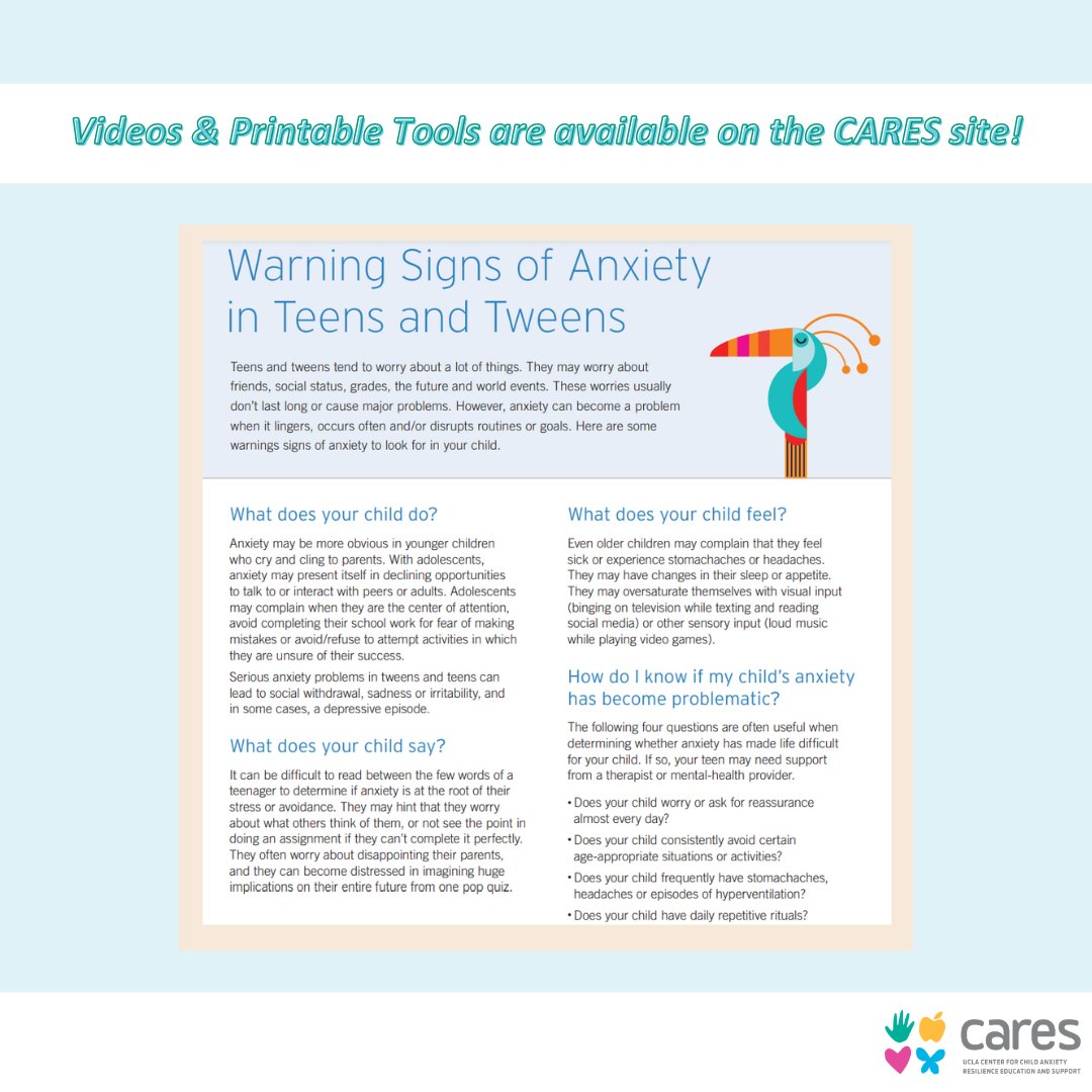Anxiety is often confused with other challenges. Learn the warning signs for young kids and teens in these printable tip sheets. Learn even more in our online training Recognizing and Managing Anxiety in the Classroom – FREE through November! Link in bio.