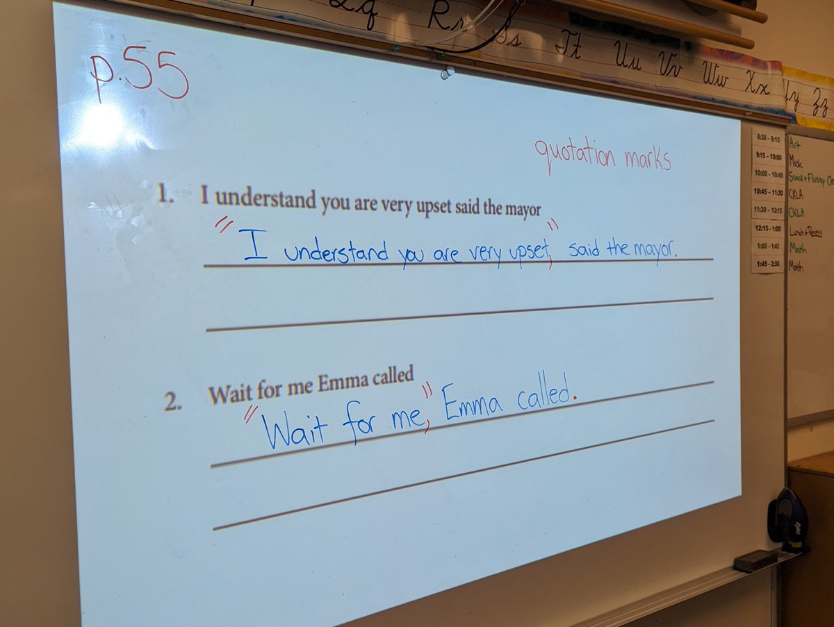 Day 21: We launched our Amplify CKLA lesson today with a review of how to punctuate dialogue. Then students were challenged to write two sentences with dialogue that they can include in their food memory narratives.