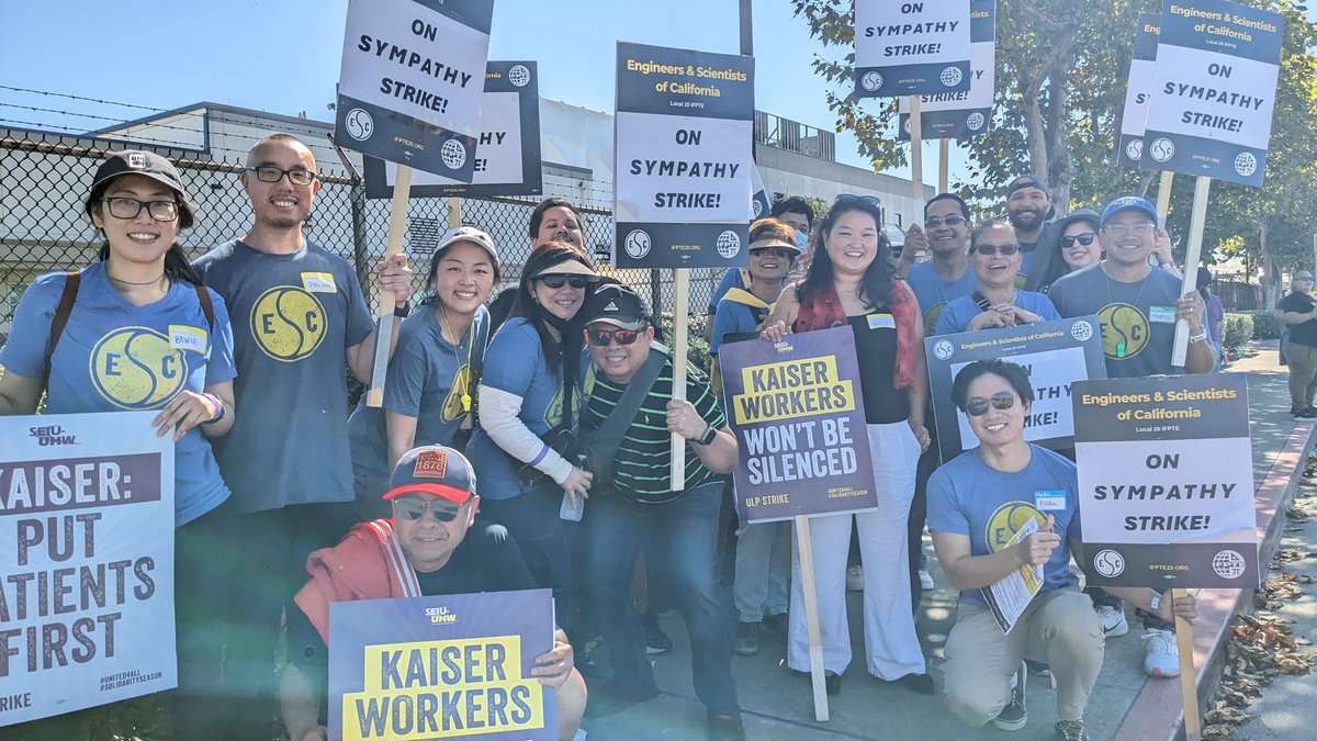 I love making friends out on the picket line! Kaiser workers helped keep our communities safe during the worst of the COVID-19 pandemic. Now we need to support them! Higher wages, good faith bargaining, and no staffing shortages! #SolidaritySeason #United4All