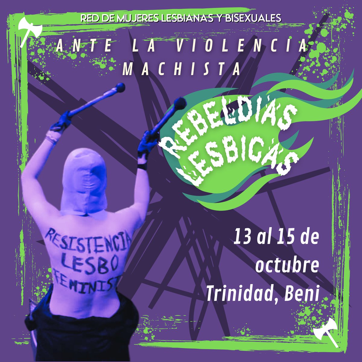 🫀Se viene ya no la estallida lésbica amazónica.
🔥Nos vemos del 13 al 15 de octubre en Trinidad, para hacer retumbar de rebeldía la capital del Beni.
💜💜💜Ven y sé parte de este encuentro histórico!