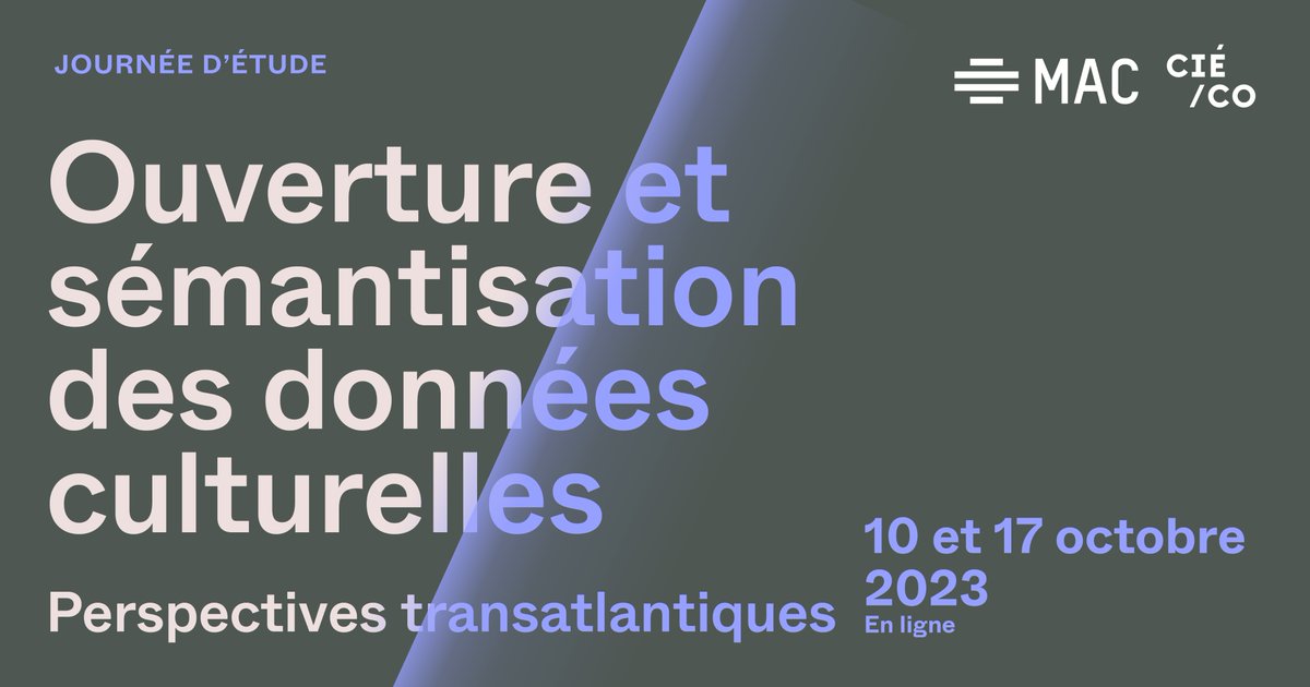 CIÉCO organise avec le @macmtl deux demi-journées consacrées à la sémantisation des données culturelles les 10 et 17 octobre #websem #openGLAM #GLAM #semanticWeb #museonum cieco.co/fr/actualites/…