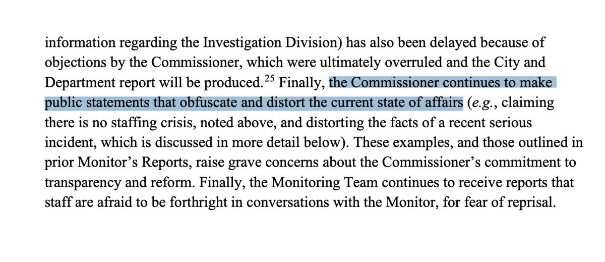 The subtitle of today’s monitor’s report could be: 'keep your hand on your wallet.” Shot through with warnings about the unreliability of reporting, with this coda “the Commissioner continues to make public statements that obfuscate and distort the current state of affairs.”
