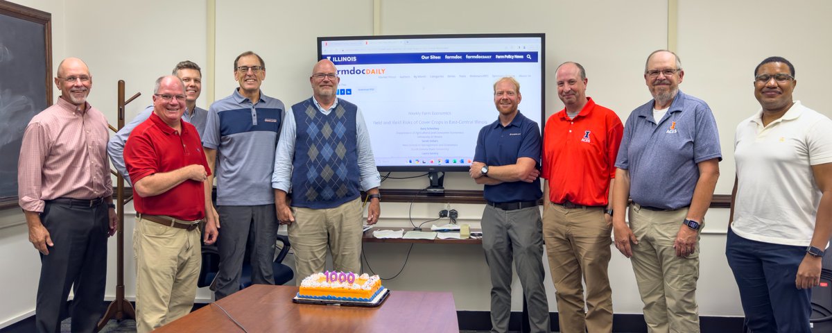 aceatIL's tweet photo. If you follow @farmdocDaily, you're familiar with Gary Schnitkey's name. This week, we celebrated his 1000th article being shared🥳👏

From the first farmdoc daily article in 2011 to now, thanks for sharing your expertise with the ag industry! https://t.co/BPupLrtUxr