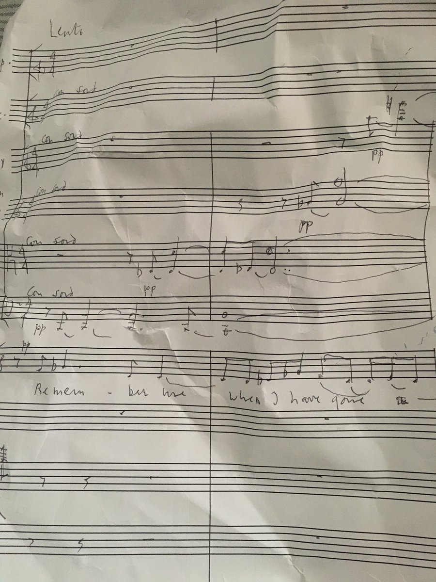 “Remember me when I have gone away…” #NationalPoetryDay 

This sketch of Dad’s setting of Christina Rossetti’s poem, emerged, crumpled, from stuff of mine this afternoon. It was premiered almost to the day in 2018 at the William Alwyn Festival. And we do remember you, Dad!