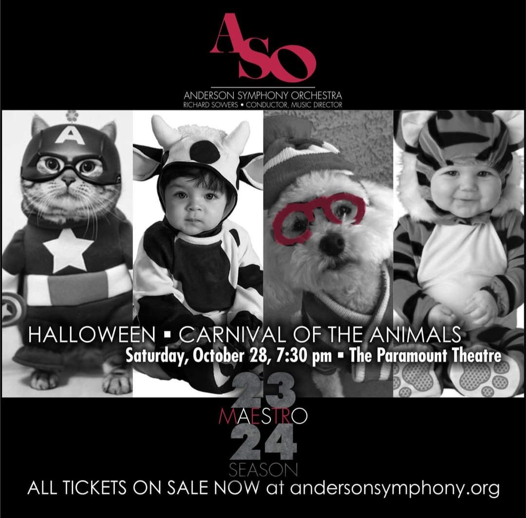 The ASO is so excited to be partnering with Madison County Humane Society and the The Animal Protection League Inc., at our October 28, 2023 concert, Carnival of the Animals! Don't miss this one! Tickets at 765.644.2111 and AndersonSymphony.org