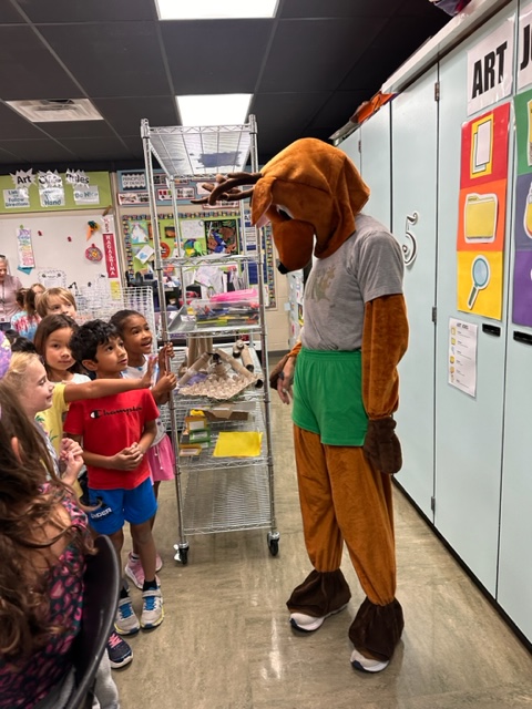 "Bucky" visited to get our kids pumped up for the Deer Run Run tomorrow! We can't wait! Don't forget to wear your grade level colors!