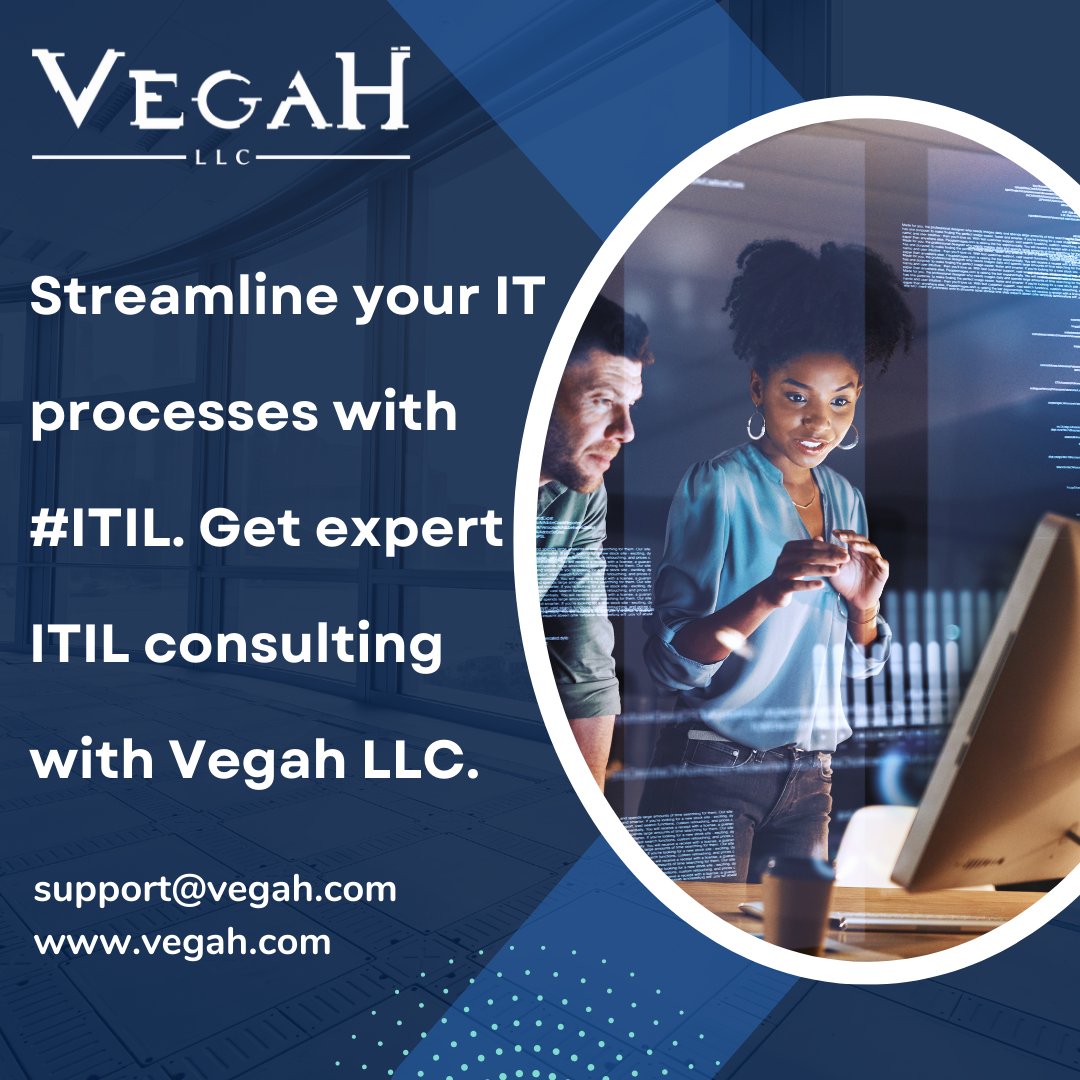 vegahllc's tweet image. Streamline your IT processes with #ITIL. Get expert ITIL consulting with Vegah LLC.

 #VegahLLC #ITProcesses #Streamline #ITILConsulting #ITIL #ITServices #BusinessConsulting #ITConsulting #ExpertConsulting #ConsultingServices #ITProfessionals