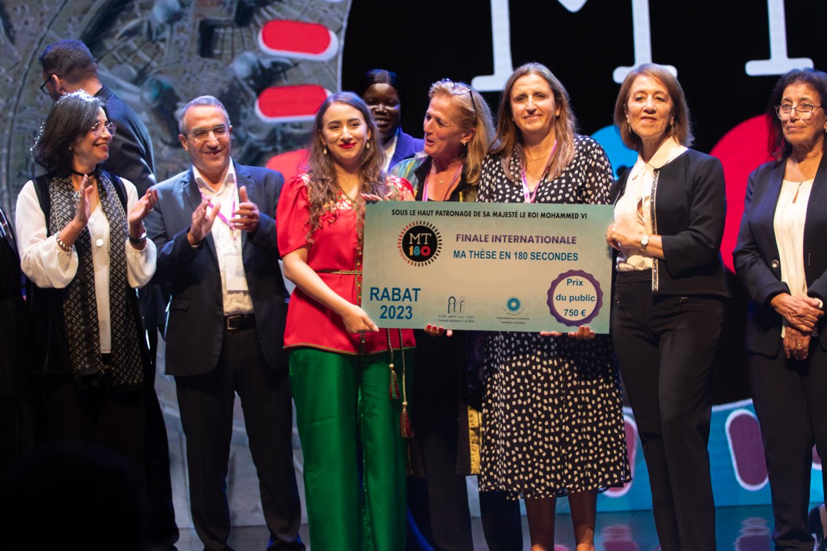 MT180 Suisse (@mt180ch) on Twitter photo Ce soir a eu lieu la finale internationale #MT180, à Rabat où 20 doctorant·e·s ont brillamment présenté leurs thèses. Lauréates:
🥇Camille Lakhlifi 🇫🇷
🥈Maëlle Bottin 🇧🇪
🥉Tégawindé Vanessa Boro 🇧🇫
Jury: Hajar Akhoutir 🇲🇦
Félicitations <a href="/CuriosoFabioso/">Fabien Carruzzo</a> et tou·te·s les candidat·es Ce soir a eu lieu la finale internationale #MT180, à Rabat où 20 doctorant·e·s ont brillamment présenté leurs thèses. Lauréates:
🥇Camille Lakhlifi 🇫🇷
🥈Maëlle Bottin 🇧🇪
🥉Tégawindé Vanessa Boro 🇧🇫
Jury: Hajar Akhoutir 🇲🇦
Félicitations <a href="/CuriosoFabioso/">Fabien Carruzzo</a> et tou·te·s les candidat·es