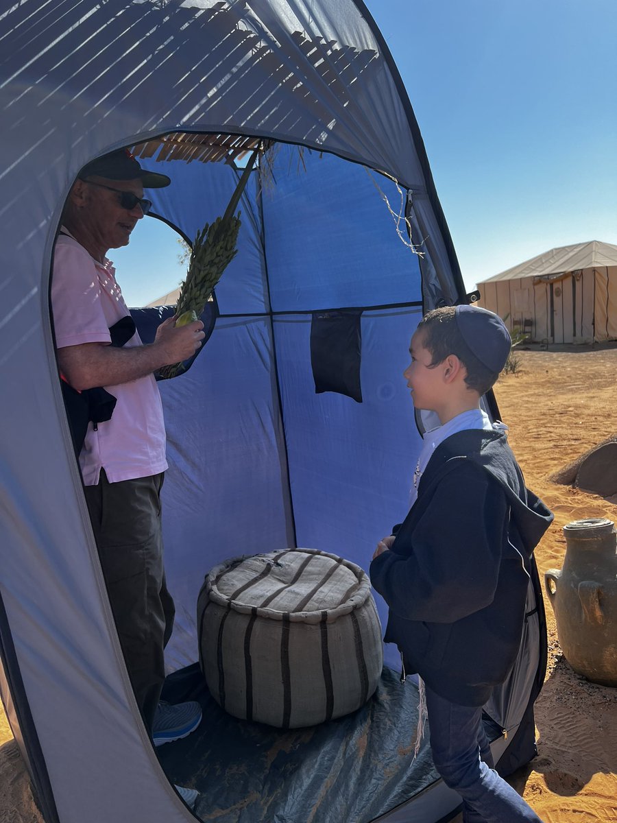"Miracles happen even in the Sahara! Our son Sroly found a fellow Jew to celebrate Sukkot with - a beautiful reminder of unity and tradition! 🌵✨ #SukkotSpirit #UnexpectedConnections"