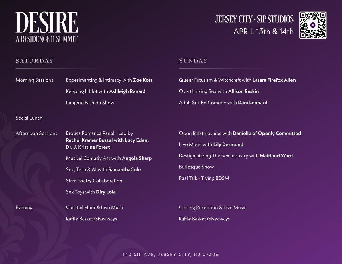 Check Out the Agenda of Entertainment and Speakers for DESIRE EAST - Now available for April 2024! Open Relationships, Intimacy Coaches, Sexuality, Burlesque, Music, Comedy and more! eventbrite.com/e/desire-summi…