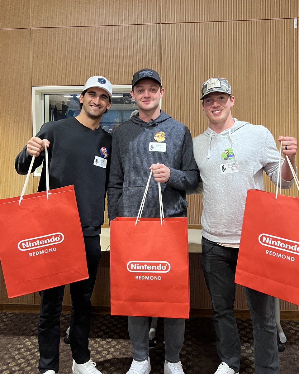 SeattleKraken's tweet photo. Super #SeaKraken bros!

Matty, Borgs &amp; Jimmy lived their Mario Kart dreams &amp; spent the day with @ROOTSPORTS_NW at the Nintendo America Headquarters in Redmond! https://t.co/Zj9rfUq3rU