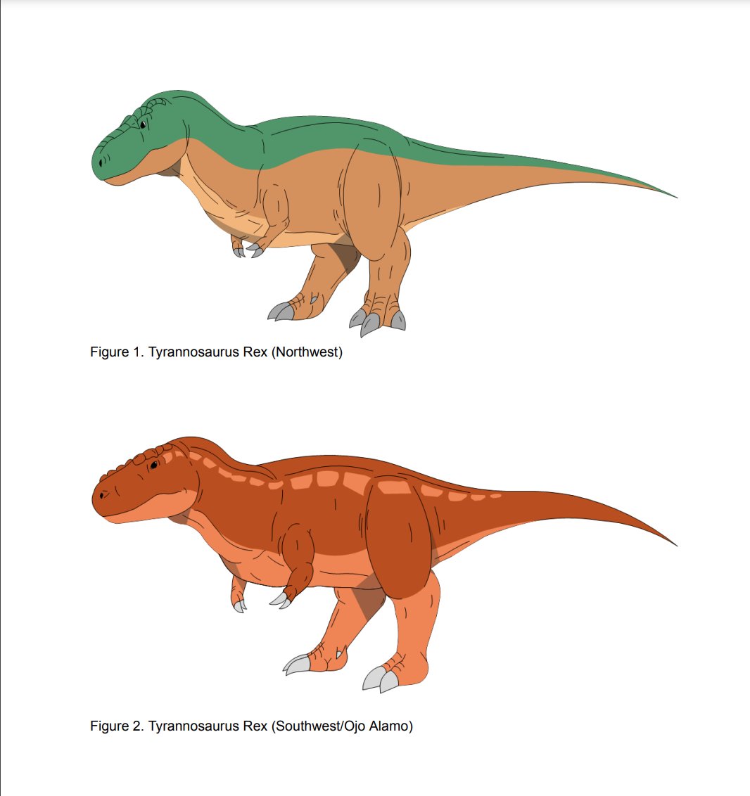 omegafreelancer's tweet photo. Today marks Tyrannosaurus Day! Celebrating 117 Years of T. rex, and as a special treat, I give you my finished piece of north and south Tyrannosaurus based on the Trike-Alamo provincialism hypothesis.

This piece will be featured in a video being released this weekend!

#TrexDay https://t.co/9N3qLCT8jL