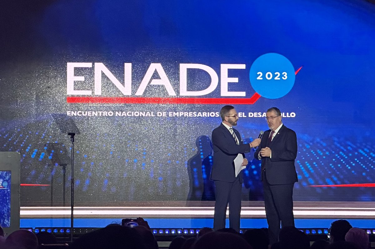 Cindpam's tweet photo. Escuchando al nuevo Presidente electo Bernardo Arevalo, su visión sobre la inversión en infraestructura #Enade2023 #Fundesa https://t.co/3P5IVgntga
