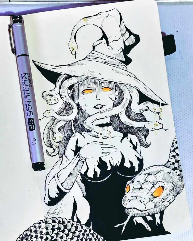 ag_akemi's tweet photo. Día 01 Medusa

#dibujo #art #color #witchtober #witchtober2023 #medusa #ink https://t.co/65O9NxqVR5