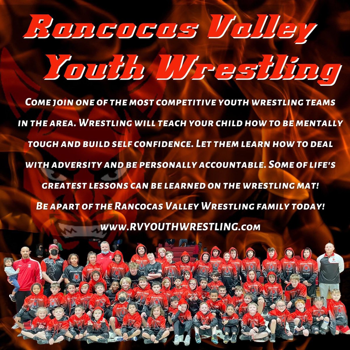 RVRHSWrestling's tweet photo. “What we instill in our children will be the foundation upon which they build their future.”- Unknown

Registration for the RV Youth Wrestling Program is now open for the 23-24 season!

Help us continue to build our foundation…JOIN the #tinyTEAM !

Link: https://t.co/EKE7HV336q https://t.co/pFQ41rb6xp