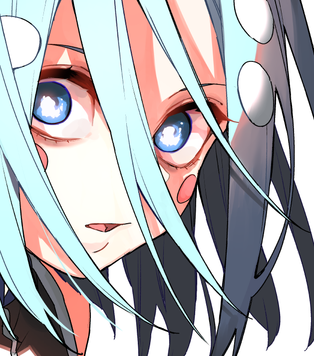 solo blue eyes 1girl blue hair white background looking at viewer hair between eyes  illustration images