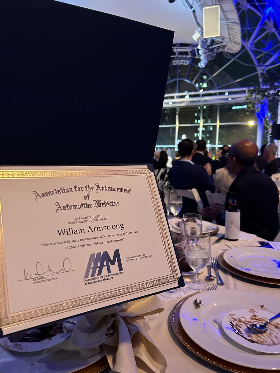 Congrats to <a href="/WakeBME/">Wake Forest Biomedical Engineering</a> Will Armstrong for winning the <a href="/AAAMFeed/">AAAM</a> best student paper award! 💪🦴🚗