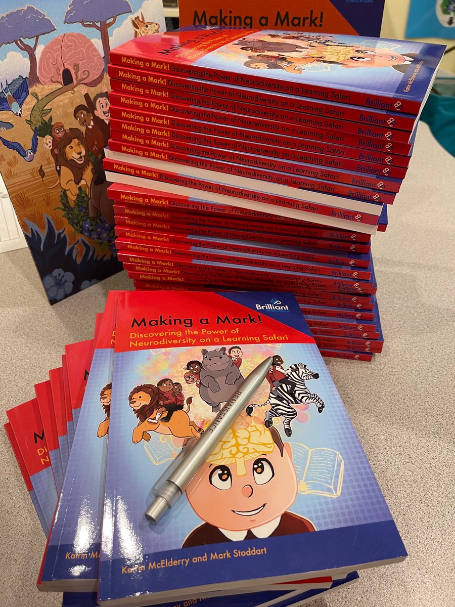 Lots of preparations in the works for Monday’s #DyslexiaAwarenessWeek celebration combined w/ official 📖🖊️#book launch 🚀 & signing w/@KateMcElderry @MStoddartDesign, authors of #MakingAMark! #DiscoveringThePowerOfNeurodiversityOnALearningSafari