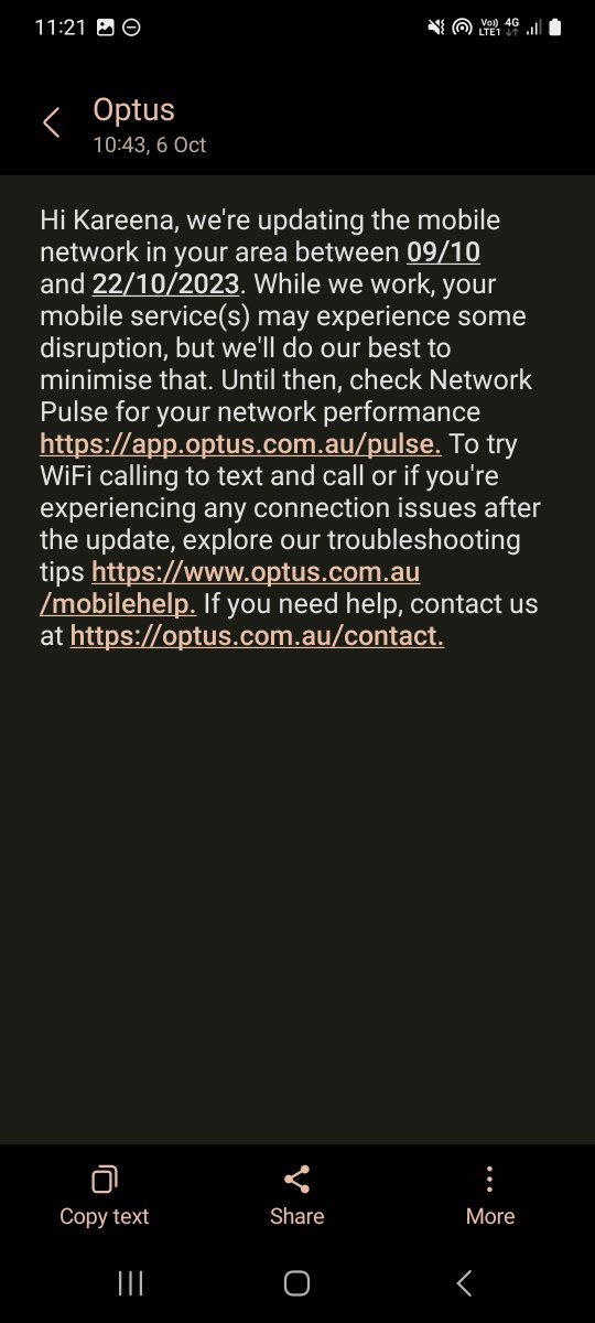 RogersKareena's tweet photo. @optus_help I'm guessing your going to tell me there's interruptions due to work. All this interrupted internet and work I would have decent internet by now? But no there's always work but no fixing the problem https://t.co/VCSHiKrUpC