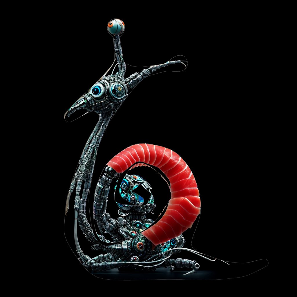 jimmygunawanapp's tweet image. #DrawThingsAI Testing QR Monster Control and BS logo. “Sushi in Snail”.