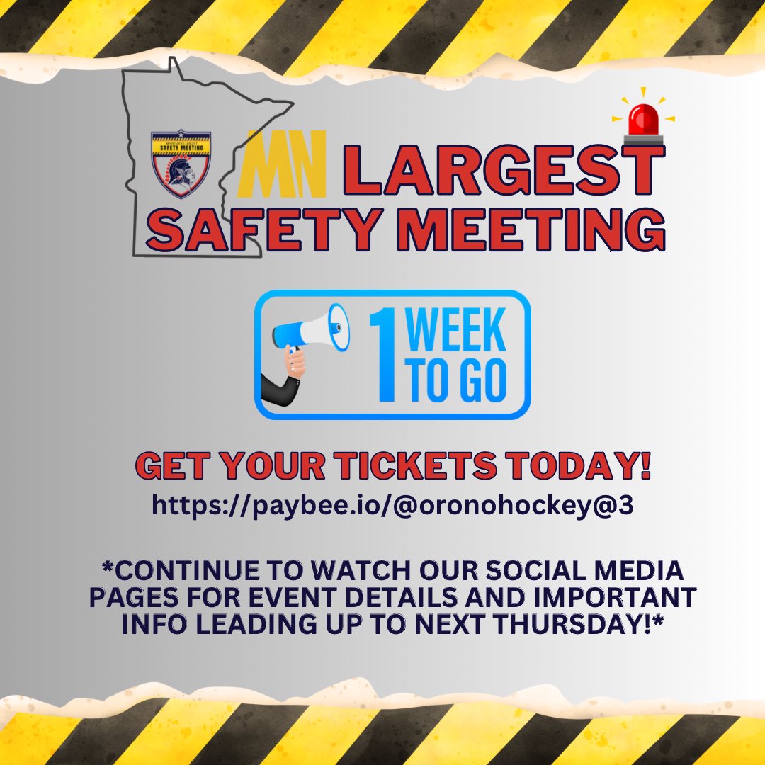We are ONE WEEK AWAY from MN Largest Safety Meeting!!! Get your tickets today!! You don’t want to miss this!!