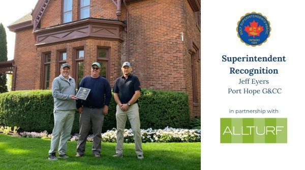 OntarioGSA's tweet photo. #TodayInOntario it's time for a little #SuperRec for @eyers9 from Port Hope G&CC for his amazing work hosting the Ontario Junior Boys & Girls Match Play Championships! @wgcgreens_brad and @mark_allturf were delighted to stop by and thank you for your work! https://t.co/Vibh1OMihf