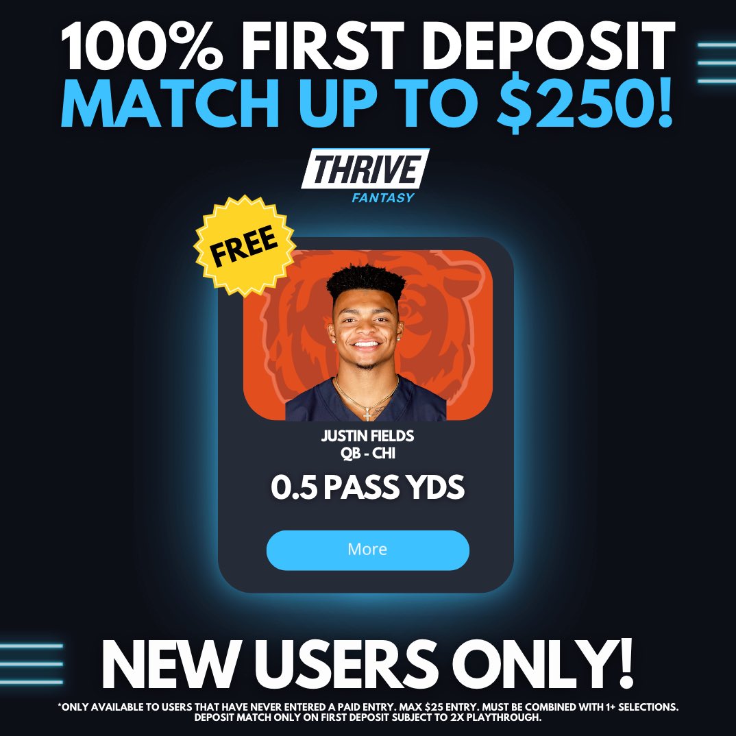 BallGame_Pod's tweet photo. We will be participating in @ThriveFantasy Proptober Fest Contest🔥🔥
Tonight we are rolling with Sam Howell OVER 260.5 total yards & DJ Moore OVER 53.5 total yards
Go sign-up for a FREE Justin Fields square and a first time deposit match up to $250‼️
#proptober #thrivefantasy https://t.co/2ZqwE6fn0N