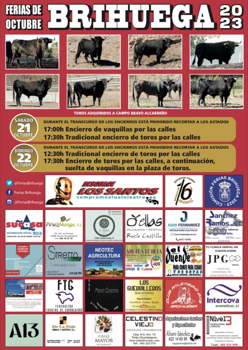 ‼️TENEMOS TOROSSSS‼️

#vivelasferias
#vivebrihuega 
#feriasbrihuega2023