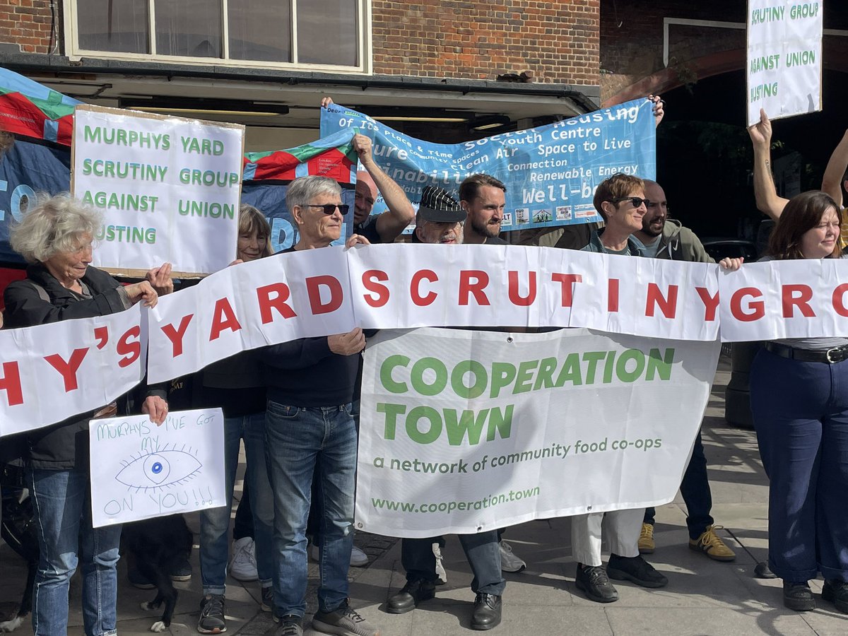 Today <a href="/CooperationTown/">Cooperation Town</a> members and staff stood in solidarity with <a href="/unitetheunion/">Unite the union: join a union</a> members sacked by Murphys and with neighbours involved in the <a href="/MurphyNw5/">Murphy’s Yard Community Plan</a> fight against gentrification.
