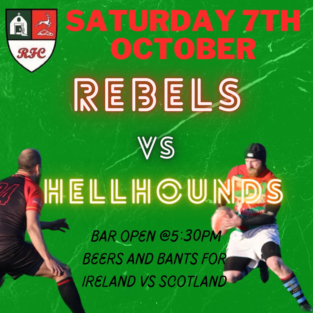 Saturday sees the return of our Frenemies fixture with the Cork Hellhounds KO 5:45pm

Our friends the Hellhounds are growing every year (Celebrating 3rd Bday) and it’s always a good competitive fun match!

All support welcome #10YearsofRebelsRugby <a href="/OfficialSWRFC/">OfficialSWRFC</a> <a href="/MASportsIreland/">MASportIreland</a>