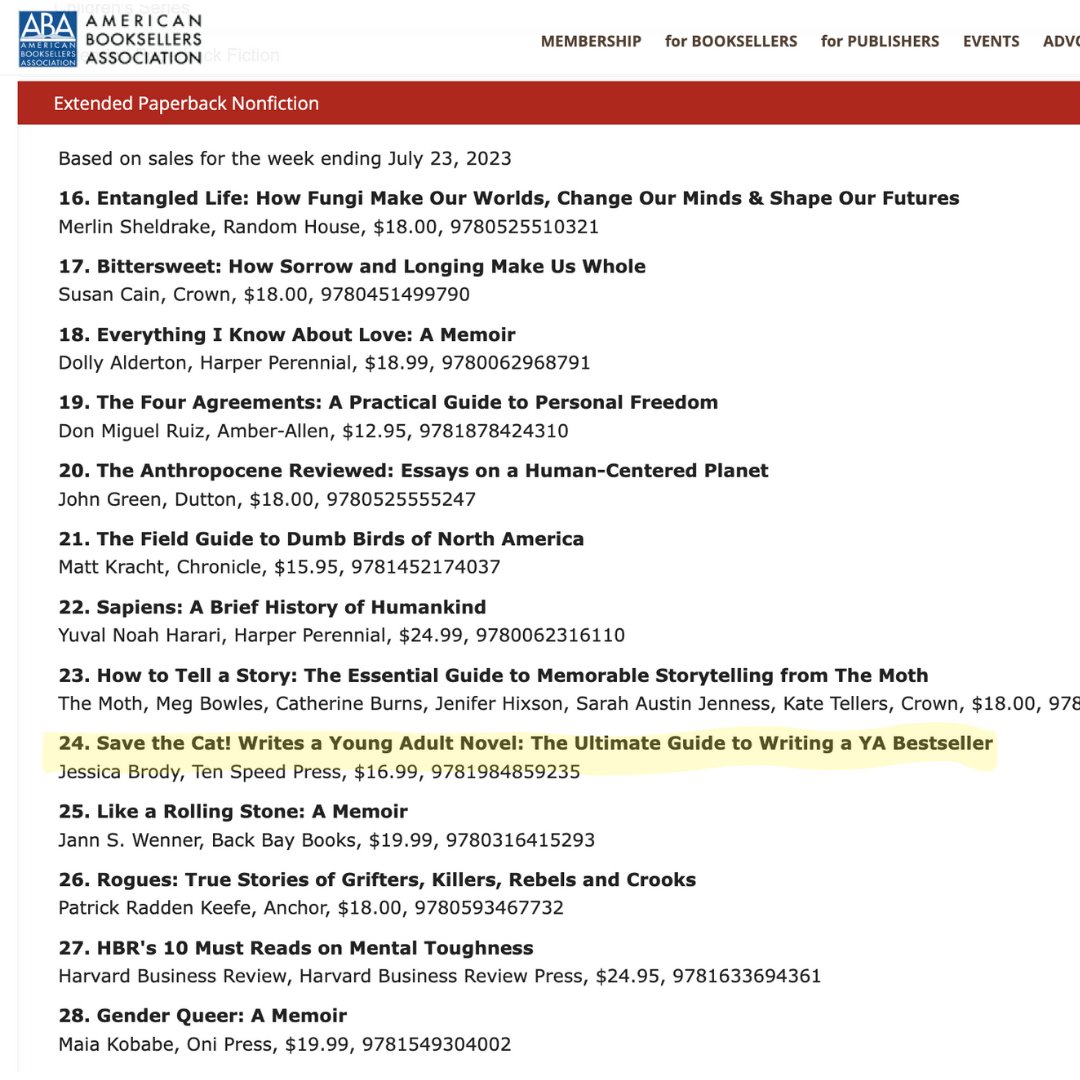 AHHH! Save the Cat! Writes a YA Novel is an Indiebound bestseller!!!!! #Indiebookstores are so near and dear to my heart so this news is just extra sparkly. To everyone who ordered from an indie, THANK YOU!!!! @indiebound