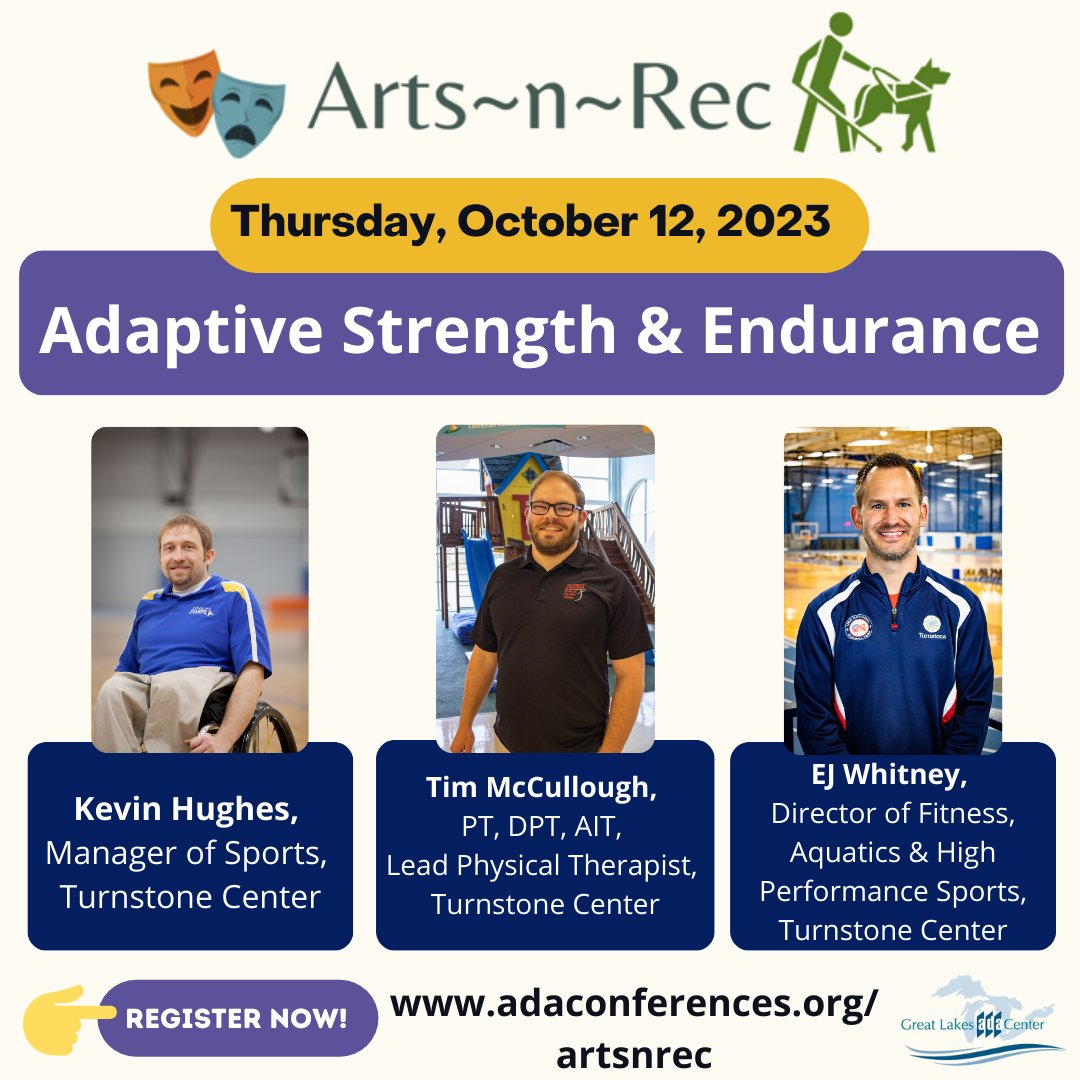 adagreatlakes's tweet photo. Register for our upcoming session, "Adaptive Strength and Endurance".  During this session, @TurnstoneCenter staff will discuss how each of their roles tie into strength/endurance &amp; how this type of training benefits athletes with disabilities. Register: https://t.co/owYzYgRjUf https://t.co/QxubrralmK