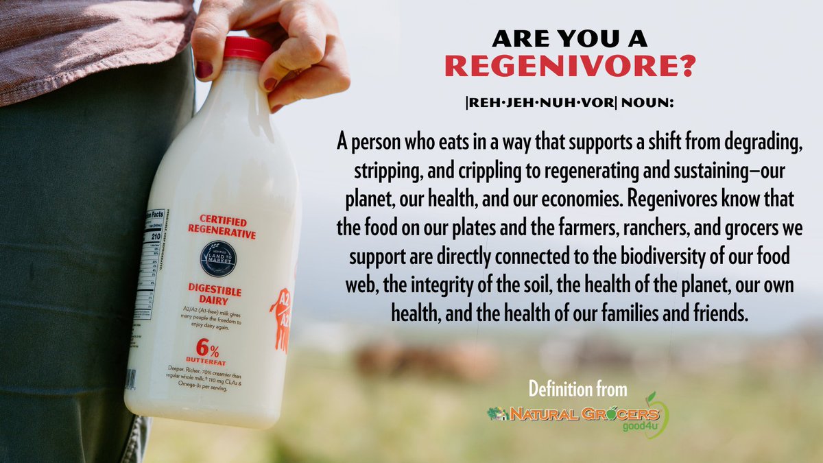 Who’s joining us on the REGENIVORE diet for life?

#certifiedregenerative #regenerativedairy #regenerative #regenerativeag #beyondsustainability #Regenivore #naturalgrocers @naturalgrocers @landtomarket