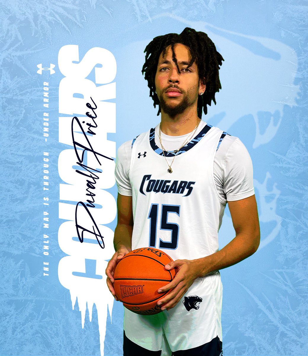 Cougar Nation, help us welcome 6’7 Soph. W/F Duvall Price!! Transfer from NCAA D2 Wingate Univ. / Looking to have a breakout season!! #GONNAPROVEIT #GOCOUGARS 🔵⚪️🔵