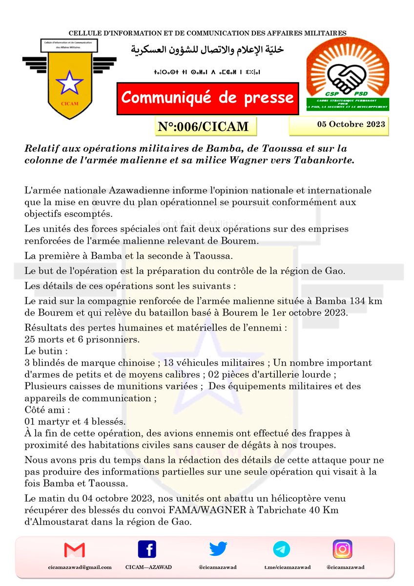 cicamazawad's tweet photo. COMMUNIQUÉ N°: 006 https://t.co/GLAFpaJQoO