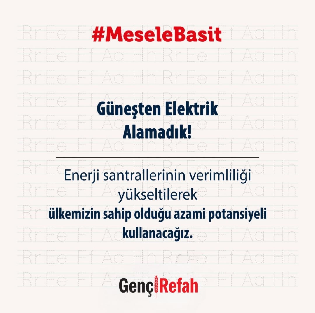 iskenderprlk's tweet photo. #MeseleBasit Ülkemizin yıllık Güneş enerjisi potansiyeli 750.000 MW iken mevcut koşullarda üretilen enerji miktarımız 34.317 MW. Enerji santrallerinin verimliliğini yükseltilerek ülkemizin sahip olduğu azami potansiyeli kullanacağız.

FatihErbakan https://t.co/yN5Yspnv4T