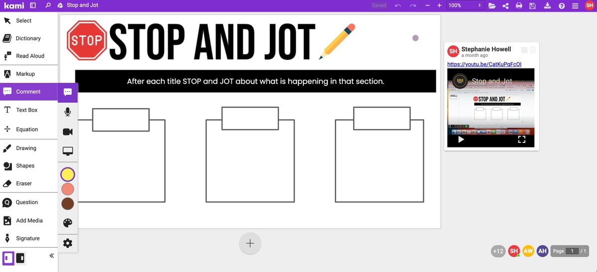 mrshowell24's tweet photo. 📚 Reading made interactive! 🤩 Students dive into an article or book, and here's a cool way to support them: Stop &amp; Jot! 📝🧠 Encourages summarization and critical thinking! 🤔💡 @kamiapp https://t.co/6q4akFKBSL https://t.co/vVB4eVtBHT