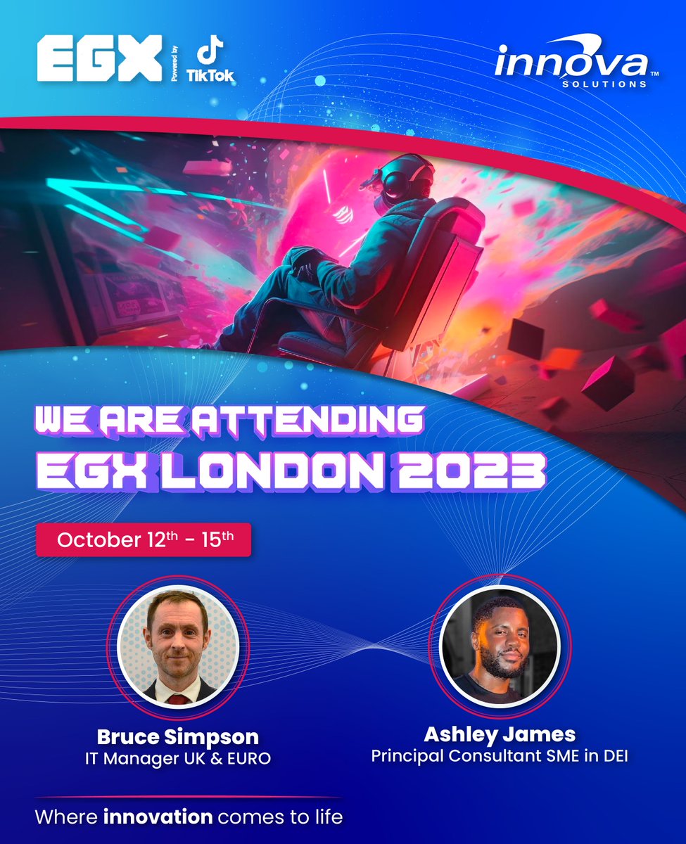 innovasolutions's tweet image. We're thrilled to announce that Innova will be at EGX London 2023 this Oct 12th - 15th.

We’re looking forward to sharing all the gaming excitement with you, so stay tuned!

Learn more about us at innovasolutions.com

#innovasolutions #EGXLondonBound #GamingExcitement