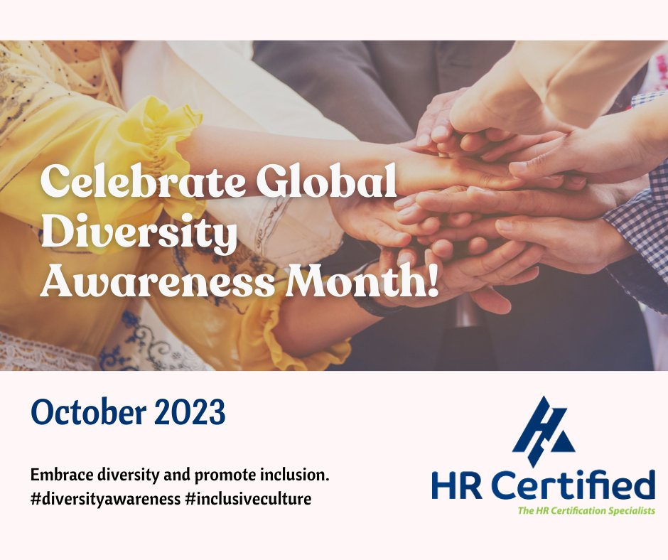 Get_HRCertified's tweet photo. 🌍 Celebrating Global Diversity Awareness Month!

October is a time when we recognize and celebrate the diversity that makes us stronger and more vibrant. 🤝

❤️For us, diversity is at the heart of everything we do.

#hrcommunity #diversity #globaldiversityawarenessmonth https://t.co/EN4M9tPMSg