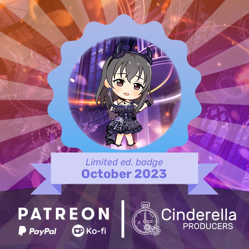 cinderella__pro's tweet photo. Want to help support ⏱Cinderella Producers👑?

Join our Patreon to get October 2023's exclusive badge, featuring Fujiwara Hajime

✨Patreon: https://t.co/wNzd8ibinq

Or, send us a donation!
Anything helps~ 💖

✨Ko-Fi: https://t.co/SZYtBN1OnZ
✨PayPal: https://t.co/iYHFwS3TVu https://t.co/gVfjoIF0Pa