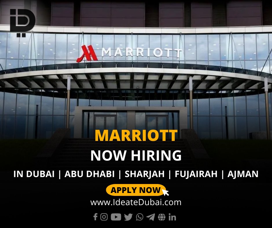 Elevate your hospitality career with Marriott in the UAE! Join a global leader in luxury accommodations.
Apply Now:
ideatedubai.com/marriott-caree…

#marriott 
#MarriottCareers
#UAEJobs
#hospitalityopportunity 
#DubaiJobs
#Dubai
#JobsInDubai
#CareerOpportunitiesUAE
#ideatedubai